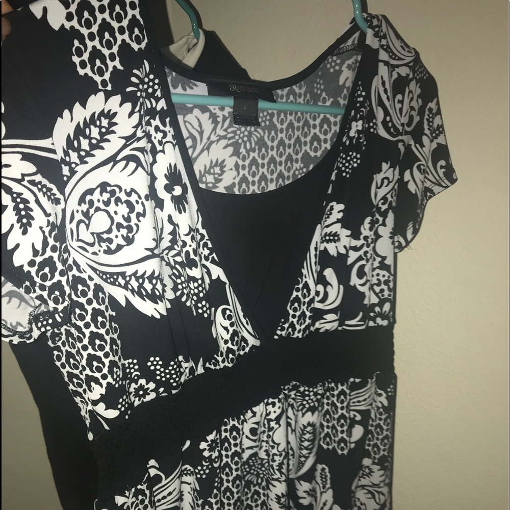 STYLE & CO Dressy Black and White Top